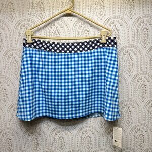 Draper James Lands End Swim Skirt Womens 18 Blue Gingham Check Swimsuit Bottom